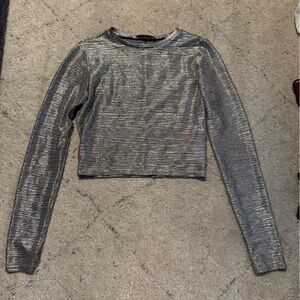 Alice + Olivia Metallic Silver Top